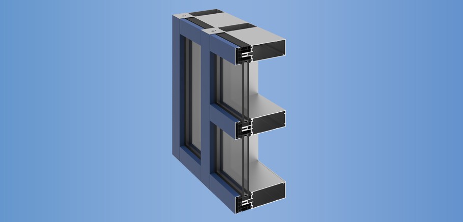 YCW 750 OGP - Thermally Broken, Outside Glazed Curtain Wall with Polyamide Pressure Plates