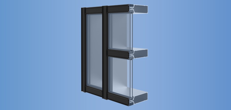 YCW 750 OGP - Thermally Broken, Outside Glazed Curtain Wall with Polyamide Pressure Plates