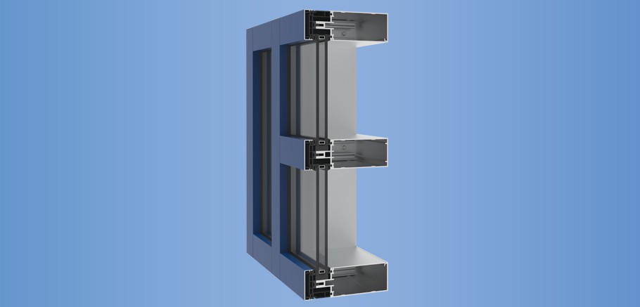 YCW 750 OGP - Thermally Broken, Outside Glazed Curtain Wall with Polyamide Pressure Plates