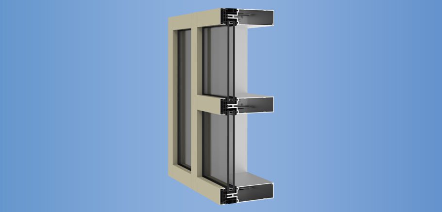 YCW 752 OGP - Outside Glazed Pressure Wall System with Polyamide Pressure Plates