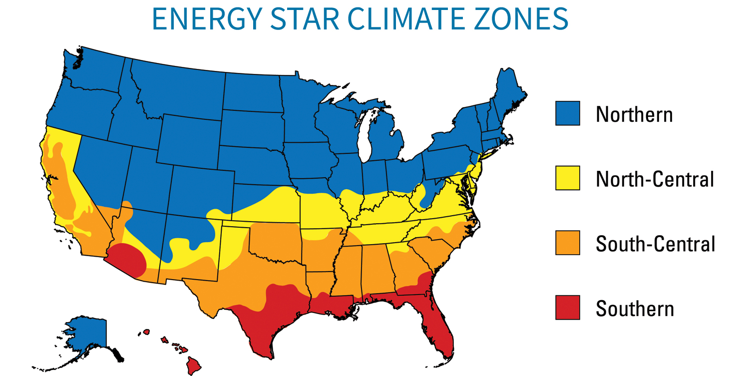 YKK AP Residential windows and sliding doors - Energy Star map.