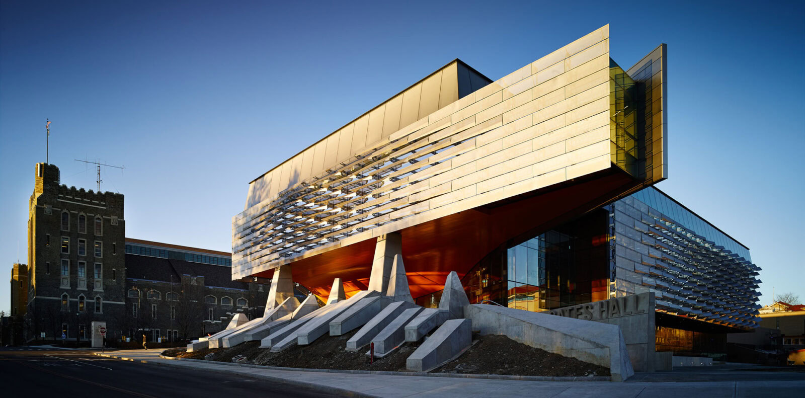 YKK modern architectural building with innovative design and glass facade.