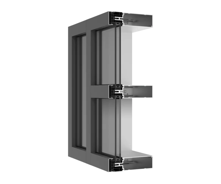 High-performance YKK aluminum window frame with thermal insulation.