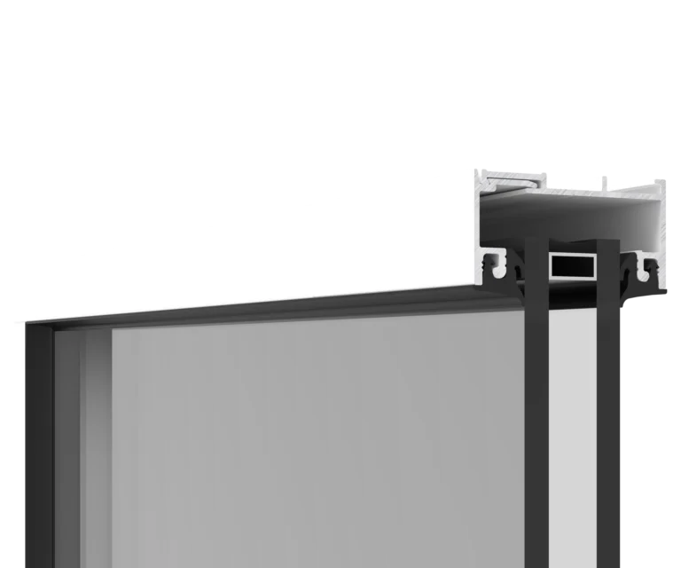 Aluminum window frame with YKK hardware and sealing system.