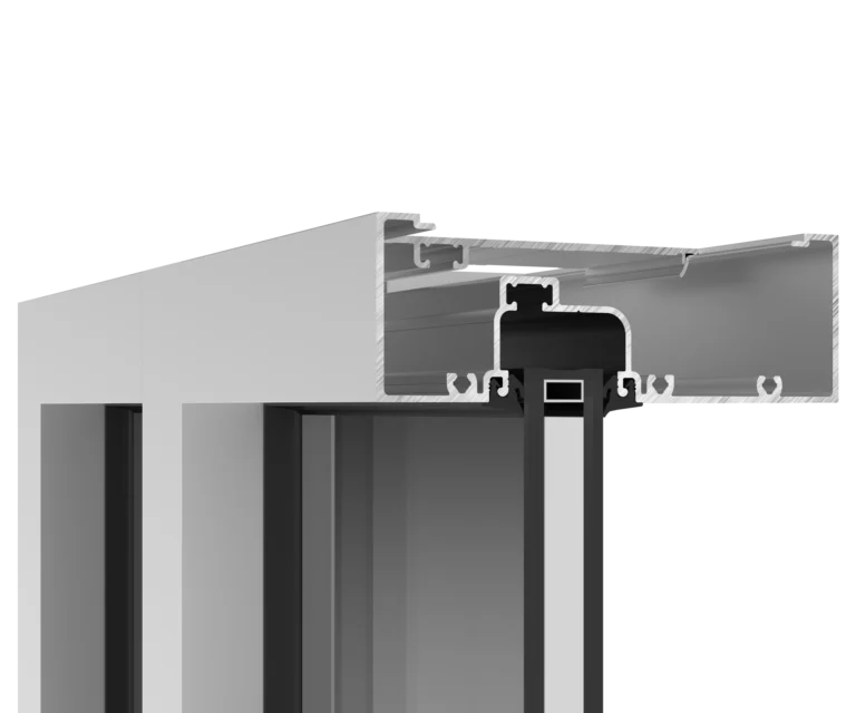 Aluminum window frame with YKK window hardware and sealing system.
