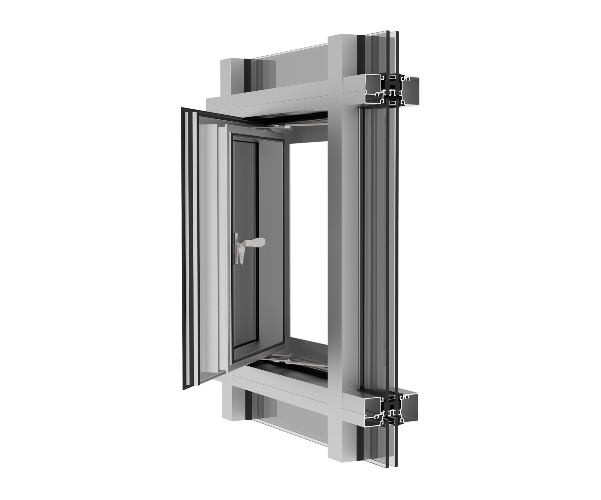 YKK window frame with durable aluminum construction and insulated glass for ener.