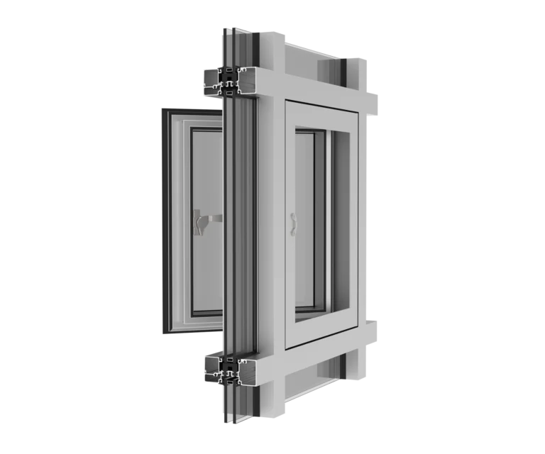 High-quality YKK window frame with double glazing for energy efficiency.