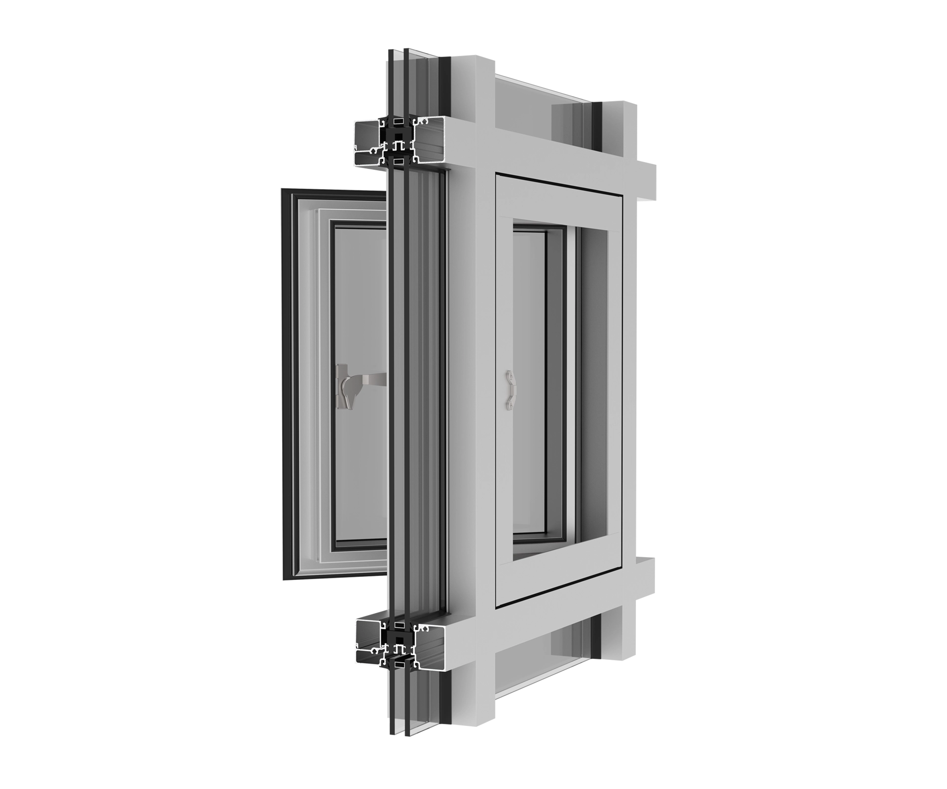 High-quality YKK window frame with double glazing for energy efficiency.