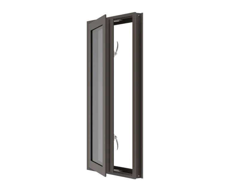 Modern YKK window frame with glass for energy-efficient homes.