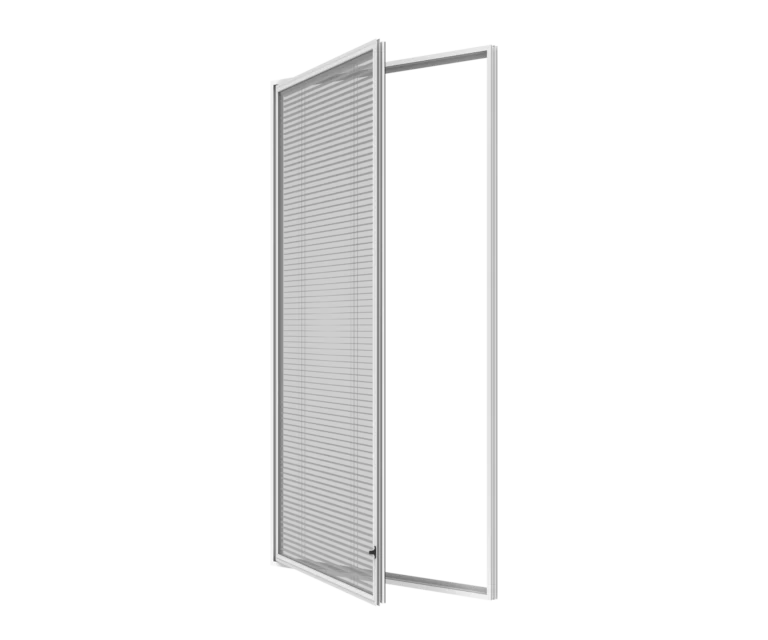 Aluminum insect screen door with mesh for ventilation and insect protection.
