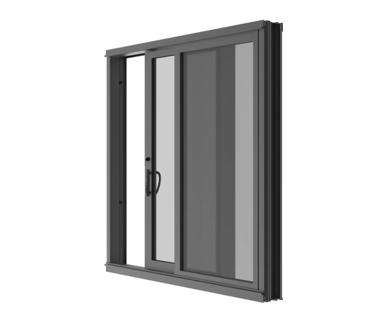 YKK sliding window frame with aluminum construction and modern design.