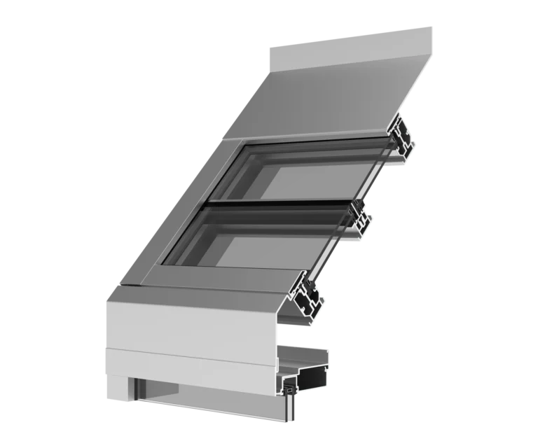 YKK tilt and turn window with aluminum frame and double glazing.