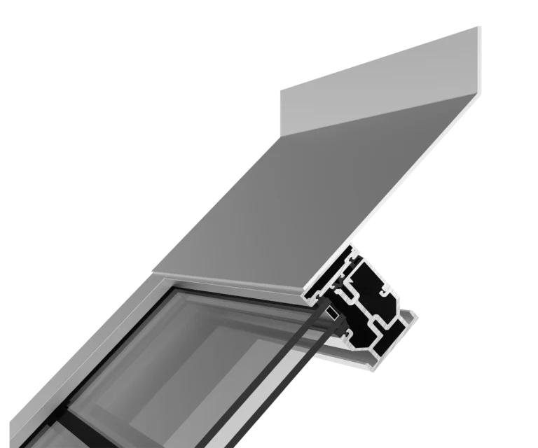 Aluminum window with open tilt-and-turn mechanism and insulated glass.