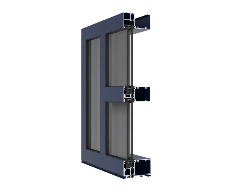 Modern YKK window frame with double-glazed glass for energy efficiency.