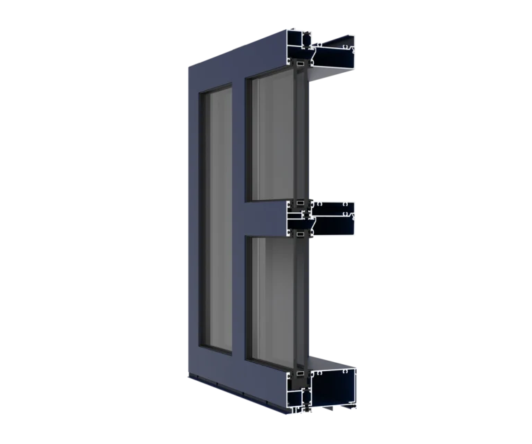 Modern YKK window frame with double-glazed glass for insulation.