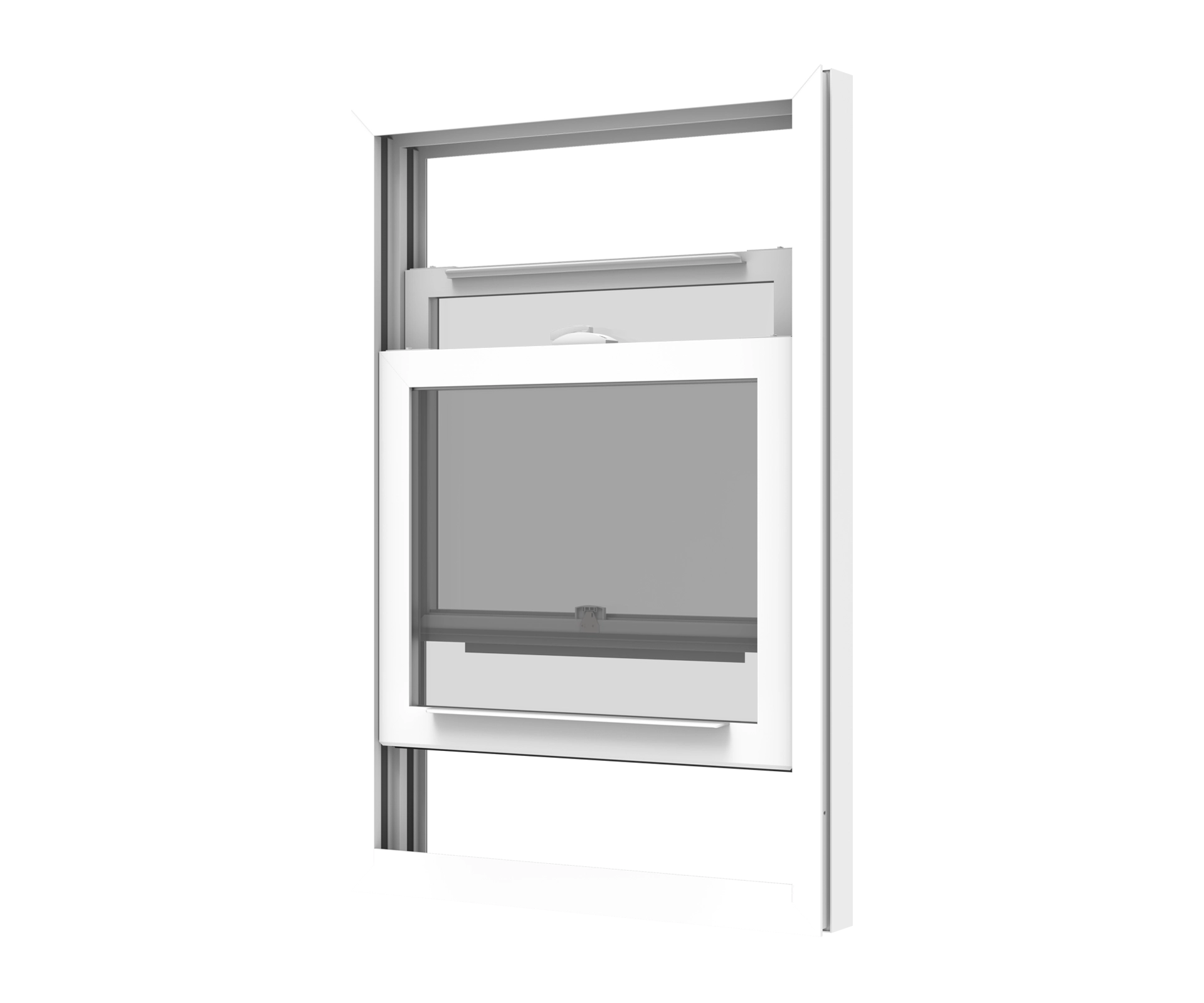 YKK window frame with integrated screen for ventilation and security.
