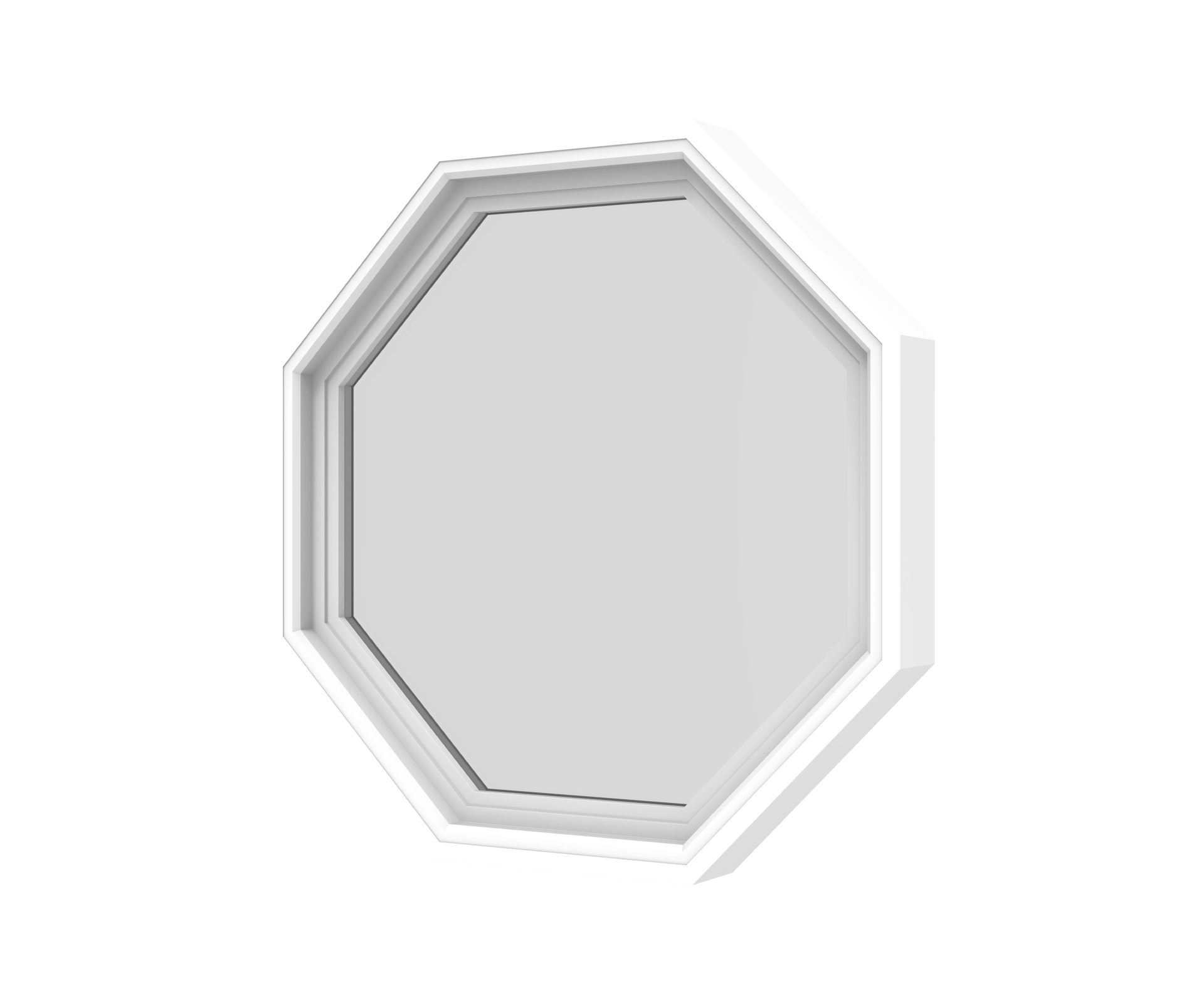 Octagonal window frame with sleek white finish for modern architecture.