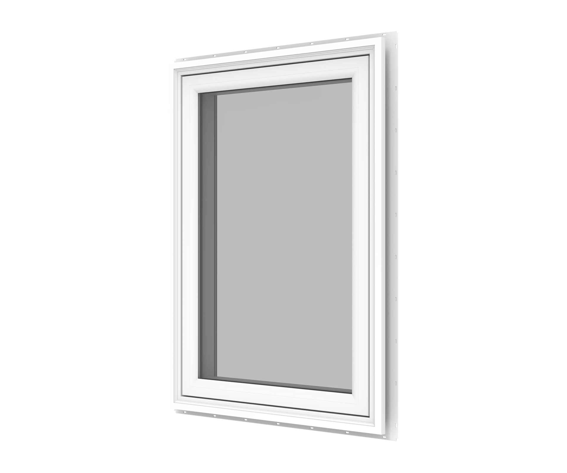 YKK white window frame with glass pane for residential use.