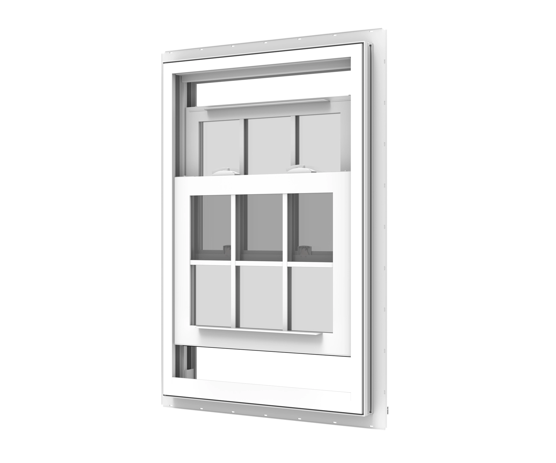 YKK window with double glazing, white frame, and secure locking system.