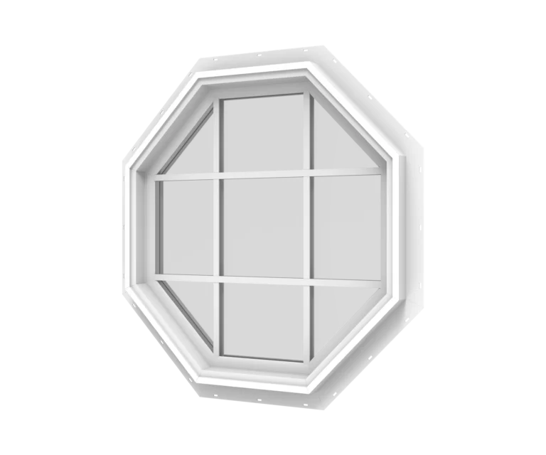 Octagonal window with white frame for architectural design.