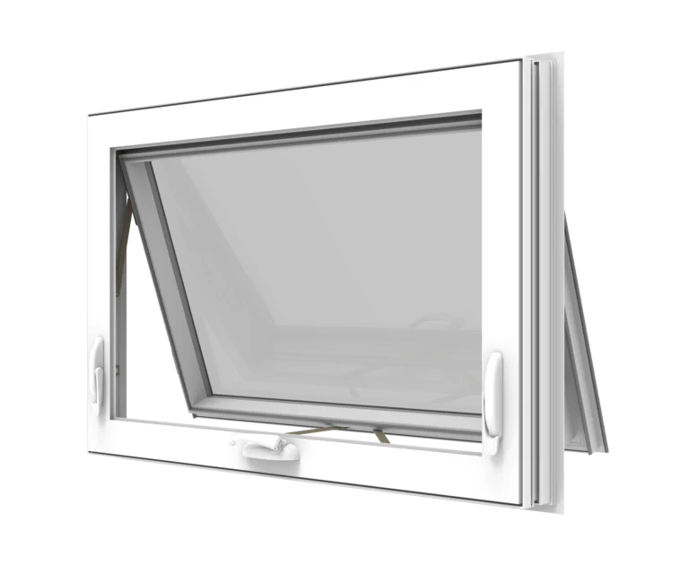 YKK white window with tilt and turn functionality for energy-efficient buildings.