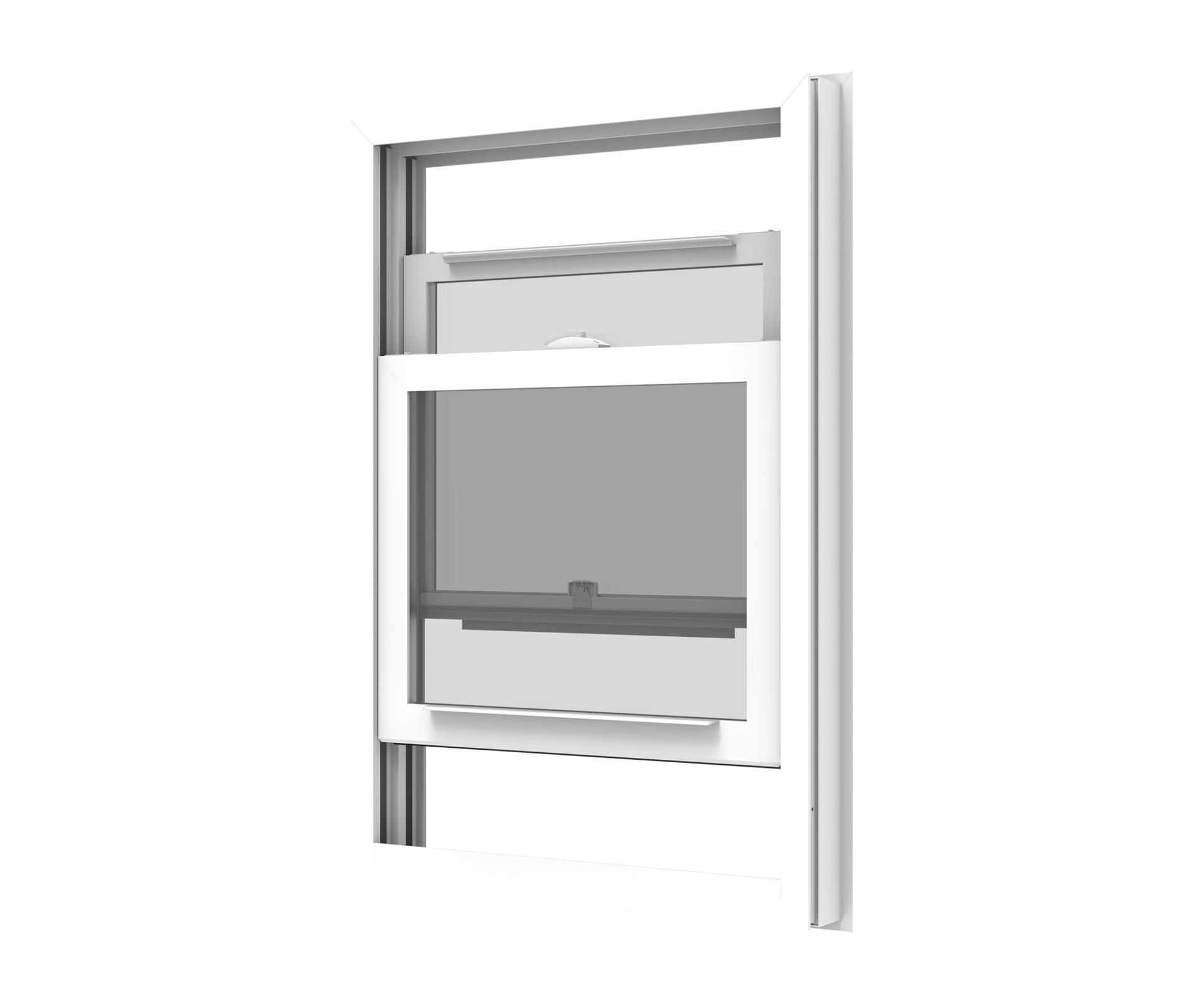 YKK window frame with integrated screen for ventilation and security.