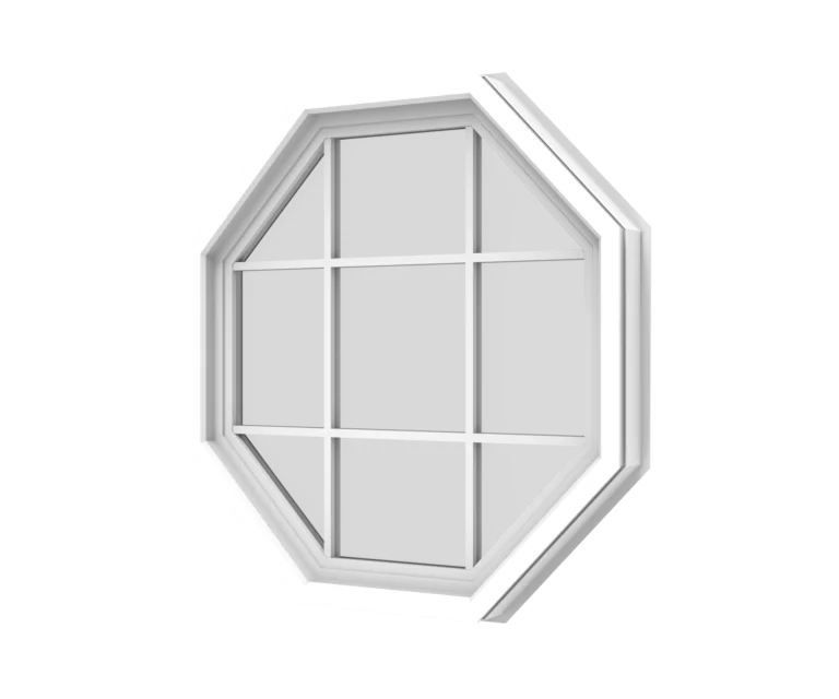 Octagonal window with white frame for architectural design.