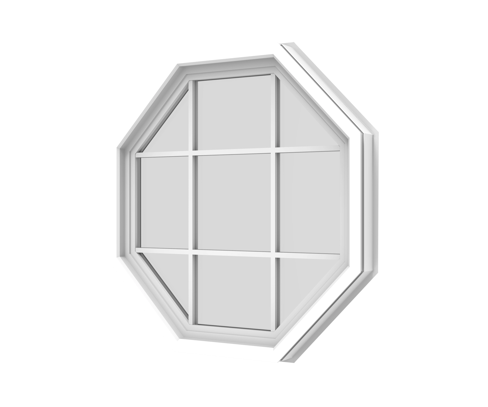Octagonal window with white frame for architectural design.