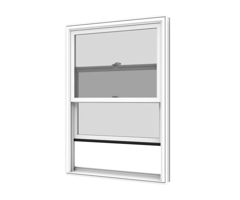YKK window with screen and black shade for energy-efficient ventilation.