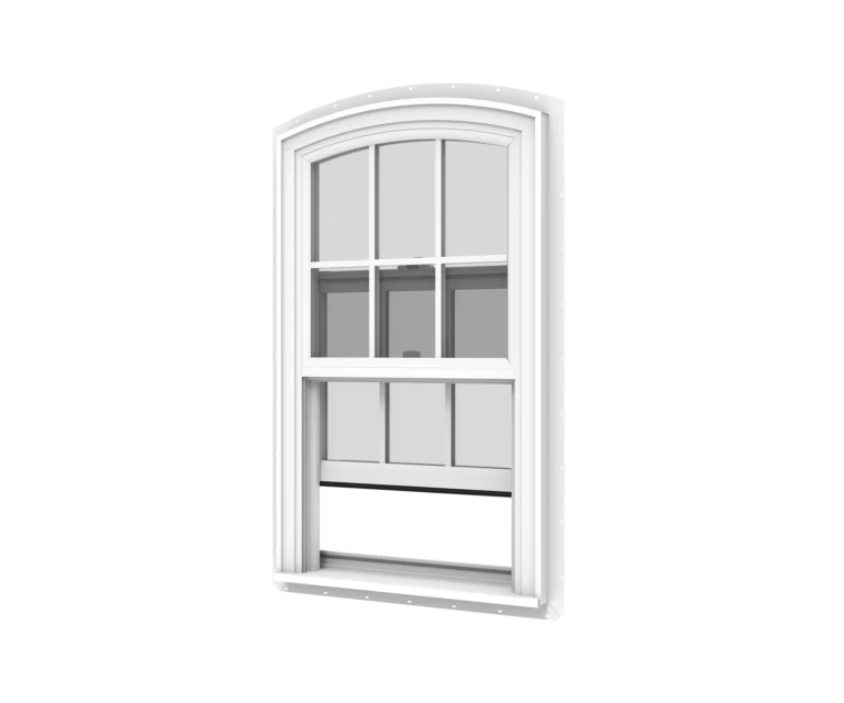 YKK window with white frame, multiple glass panes, and a black lower panel.