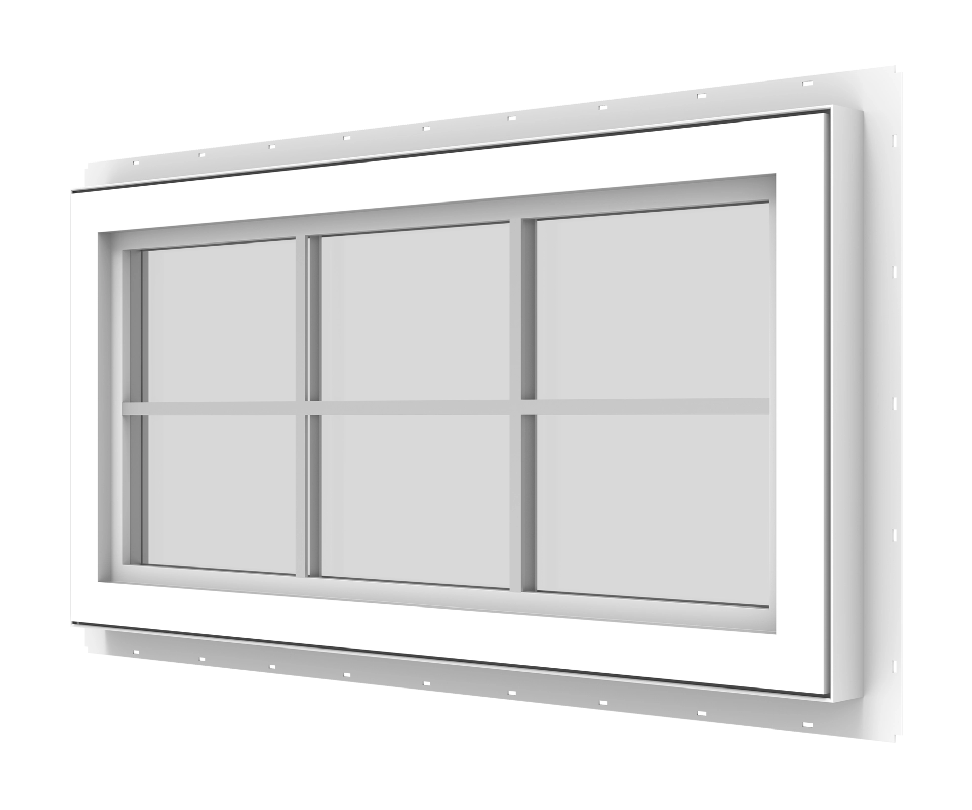 YKK window frame with multiple glass panes for residential and commercial use.