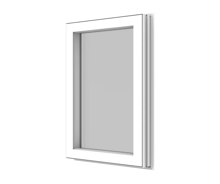 Modern white YKK window frame for residential and commercial use.