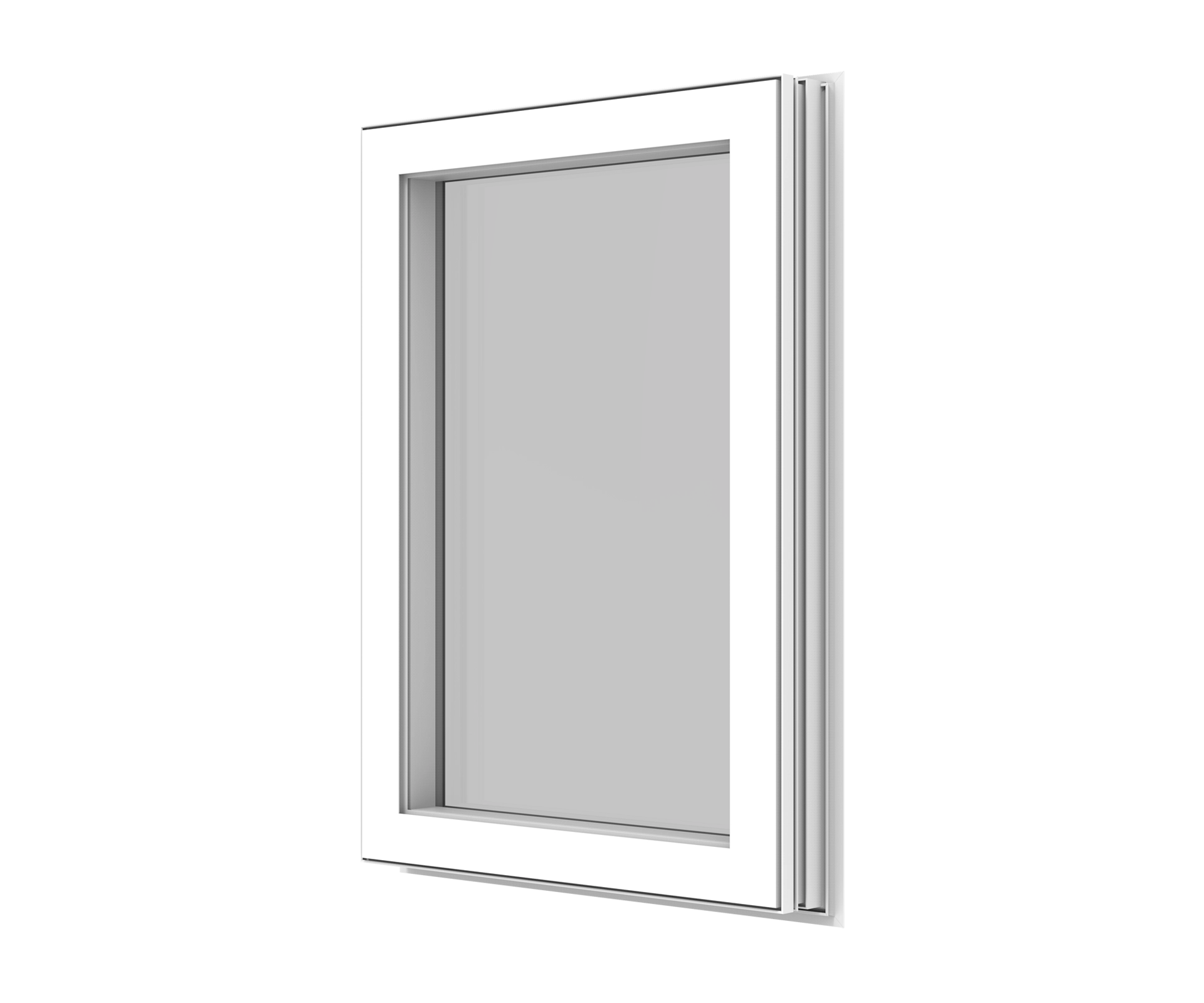 Modern white YKK window frame for residential and commercial use.